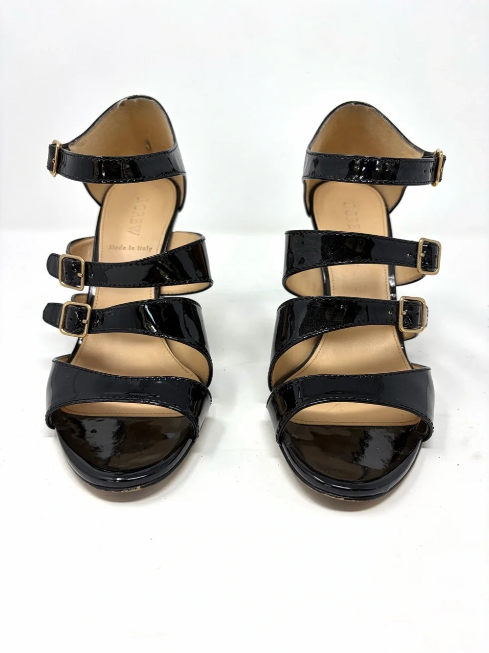 J. Crew Made In Italy Patent Leather Strappy Wedge 8